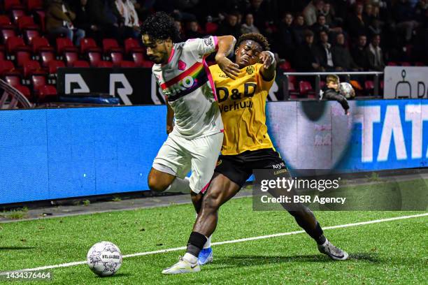 Anass Najah of Telstar, Bryan Limbombe of Roda JC during the Dutch Keukenkampioendivisie match between Telstar and Roda JC at Telstar Stadion on...
