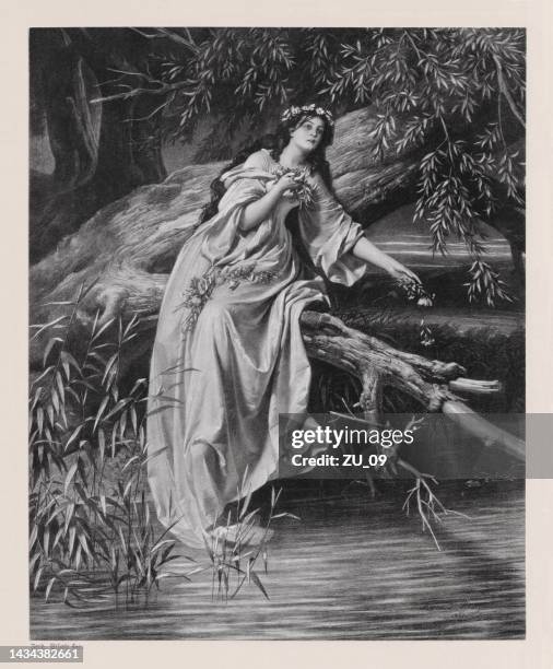 hamlet, tragedy by william shakespeare, published in 1886 - ophelia stock illustrations