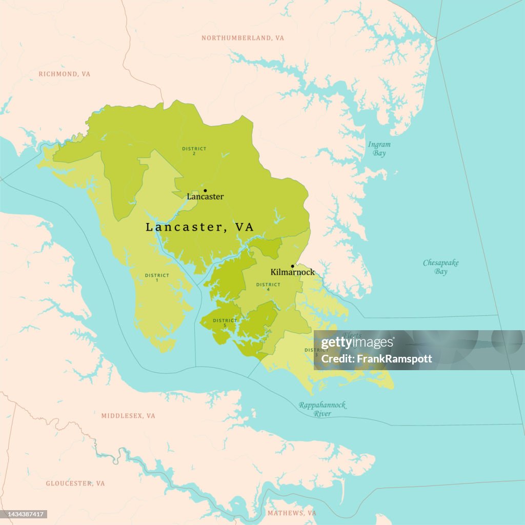 VA Lancaster County Vector Map Green