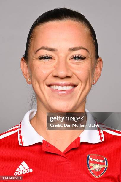 Katie McCabe of Arsenal FC poses for a photo during the Arsenal FC UEFA Women's Champions League Portrait session on October 17, 2022 in London,...