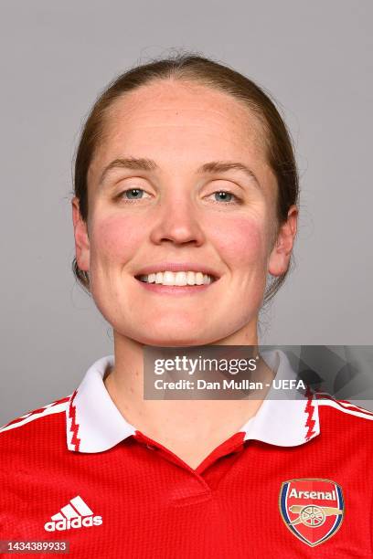 Kim Little of Arsenal FC poses for a photo during the Arsenal FC UEFA Women's Champions League Portrait session on October 17, 2022 in London,...