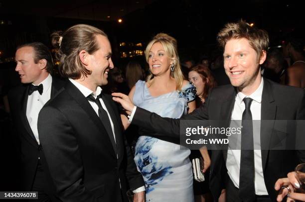 David Neville, Nadja Swarovski and Christopher Bailey attend the Council of Fashion Designers of America's 2010 Fashion Awards dinner at Lincoln...