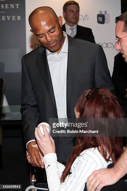 New York Yankees relief pitcher Mariano Rivera attends the New York Yankees fragrance launch at Macy's Herald Square on April 26, 2012 in New York...