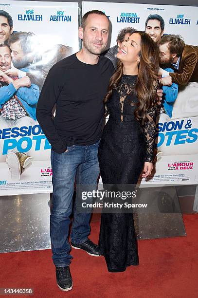 Fred Testot and Gyselle Soares attend the 'Depression Et Des Potes' premiere at the UGC Cine Cite des Halles on April 26, 2012 in Paris, France.