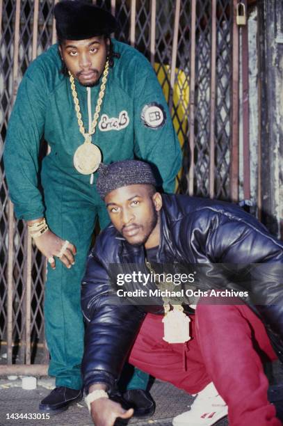 American rappers Eric B & Rakim posing for a portrait session in New York in 1987.