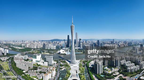 aerial photography of guangzhou cityscape, guangdong, south of china - canton tower stock pictures, royalty-free photos & images