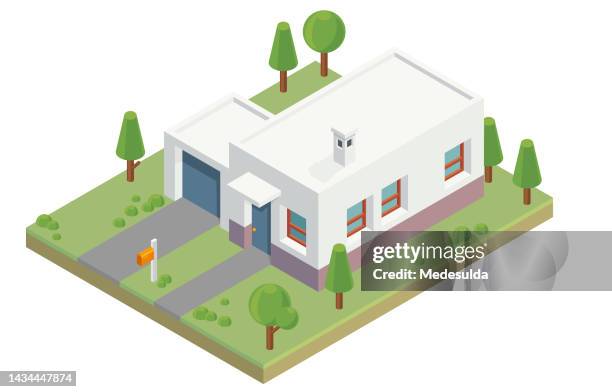 isometric home - modern window frame stock illustrations