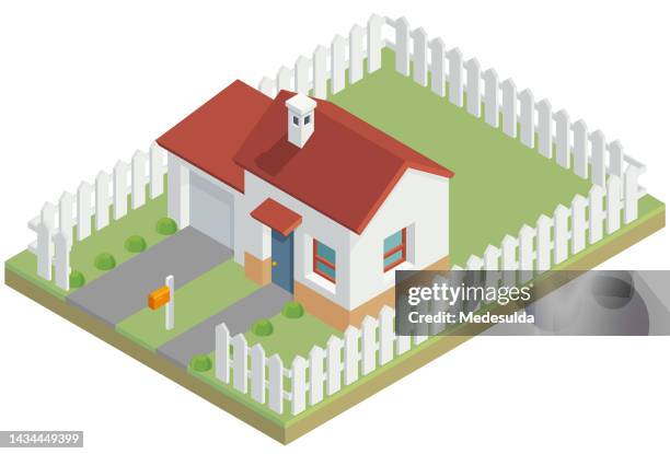 isometrisches wohngebäude - shed stock-grafiken, -clipart, -cartoons und -symbole