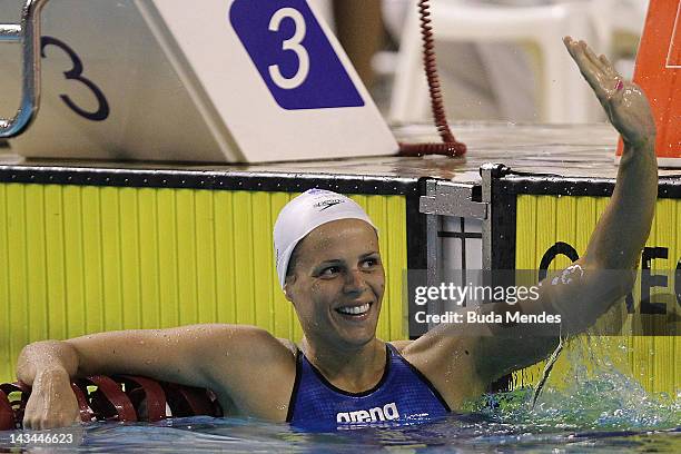 French swimmer Laure Manaudou during 200m backstroke as part of Maria Lenk Swimming Trophy on April 26, 2012 in Rio de Janeiro, Brazil.