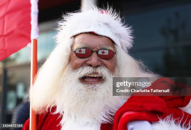 Tonga fan dressed as Santa Claus looks on ahead of the Rugby League World Cup 2021 Pool D match between Tonga and Papua New Guinea at Totally Wicked...