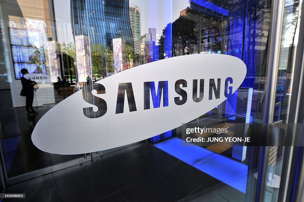 A logo of Samsung Electronics is seen on