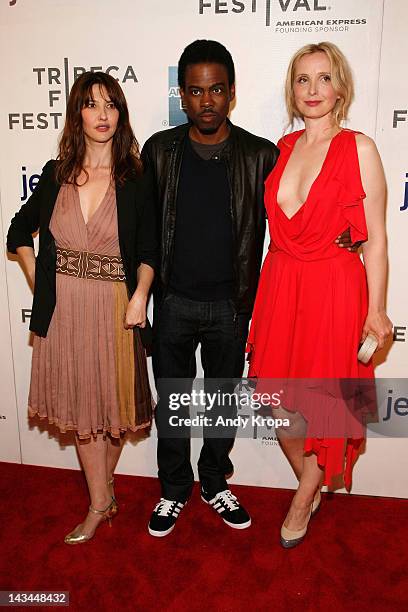 Actress Alexia Landeau, Chris Rock and actress Julie Delpy attend the "2 Days In New York" Premiere during the 2012 Tribeca Film Festival at the...