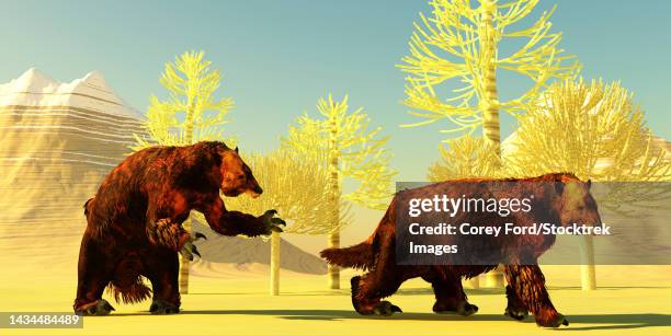 A Pair Of Megatherium Ground Sloths On The Move, 照片檔