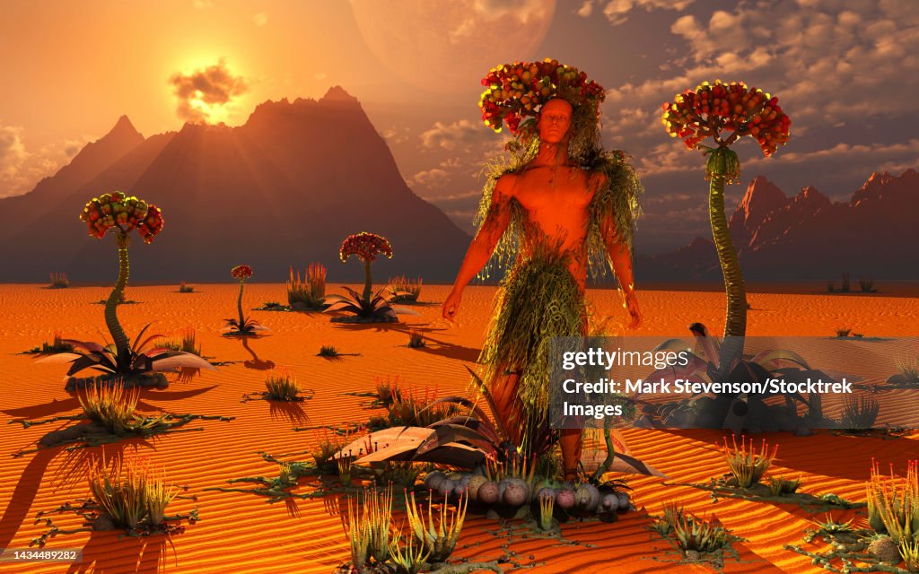 An Alien Being Looking Over And Taking Care Of Its Garden High-Res ...