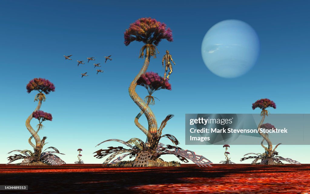 An Alien Being Looking Over And Taking Care Of Its Garden High-Res ...