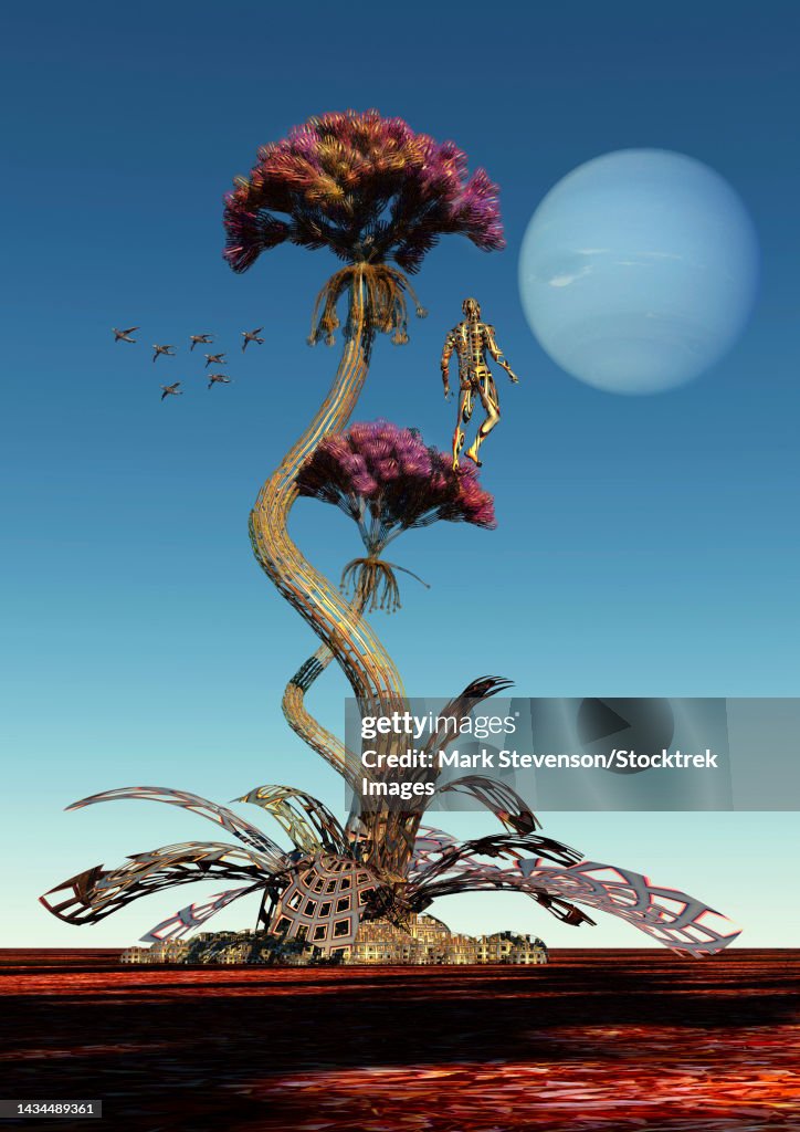 An Alien Being Looking Over And Taking Care Of Its Garden High-Res ...