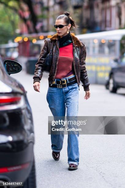 Bella Hadid is seen in the East Village on October 18, 2022 in New York City.