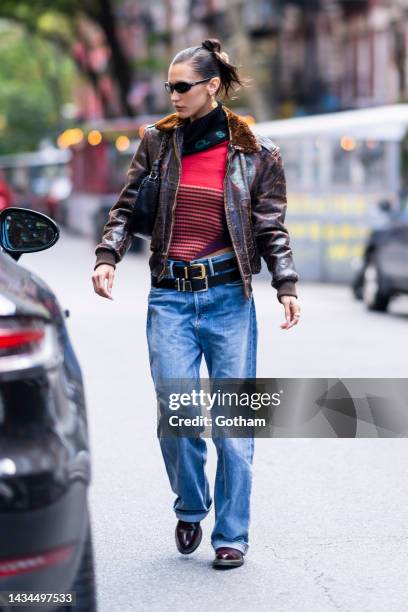 Bella Hadid is seen in the East Village on October 18, 2022 in New York City.