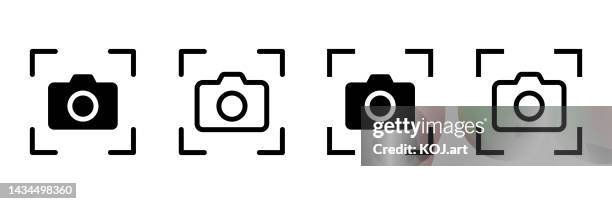 camera scan vector icon set. scanning camera symbol - video camera screen stock illustrations
