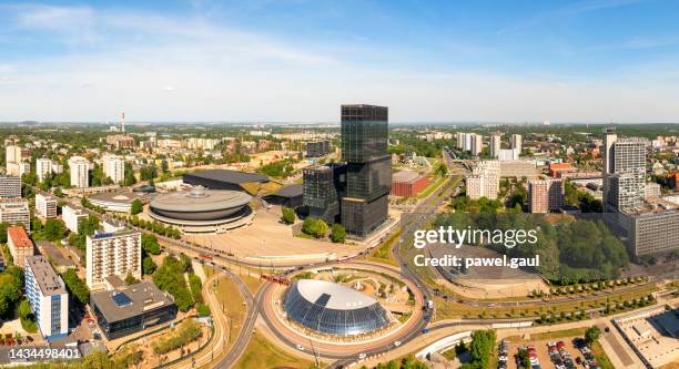 aerial view of katowice silesia in poland - silesia stock pictures, royalty-free photos & images