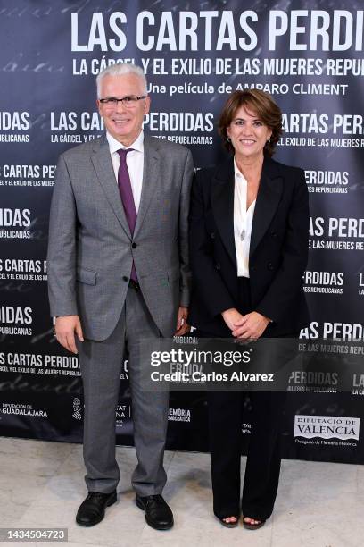 Baltasar Garzon and Dolores Delgado attend the "Las Cartas Perdidas" premiere at the Paz cinema on October 18, 2022 in Madrid, Spain.