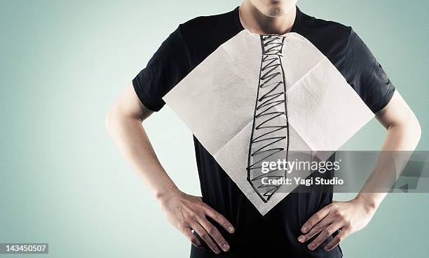 the paper napkin that a necktie was drawn - paper napkin fotografías e imágenes de stock