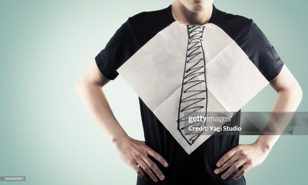 The paper napkin that a necktie was drawn