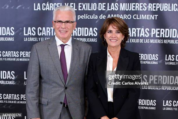 Baltasar Garzon and Dolores Delgado attend the "Las Cartas Perdidas" premiere at the Paz cinema on October 18, 2022 in Madrid, Spain.
