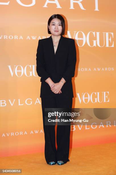 Kim Ah-Ri attends the 'BULGARI' Aurora Awards on October 18, 2022 in Seoul, South Korea.