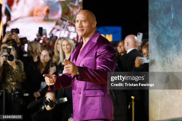 Dwayne Johnson attends the UK Premiere of "Black Adam" at Cineworld Leicester Square on October 18, 2022 in London, England.