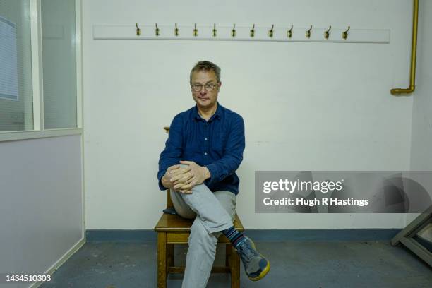 British chef Hugh Fearnley-Whittingstall in the Green Room of the Solskinn Church venue before going on stage to speak at the Falmouth Book Festival...