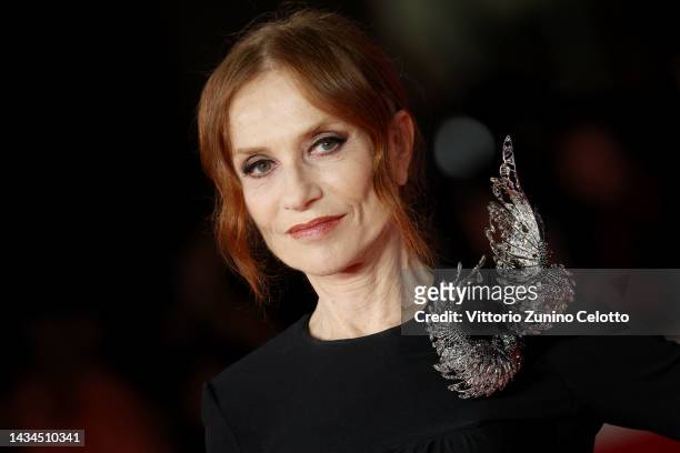 Isabelle Huppert attends the red carpet for "L'Ombra Di Caravaggio" during the 17th Rome Film Festival at Auditorium Parco Della Musica on October...