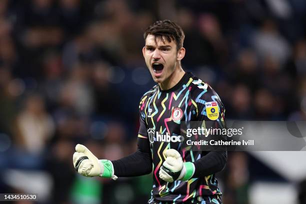 Max O'Leary of Bristol City celebrates after their sides second goal during the Sky Bet Championship between West Bromwich Albion and Bristol City at...