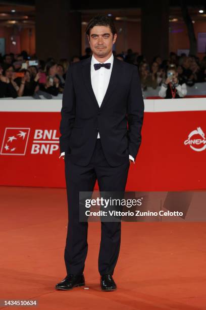 Riccardo Scamarcio attends the red carpet for "L'Ombra Di Caravaggio" during the 17th Rome Film Festival at Auditorium Parco Della Musica on October...