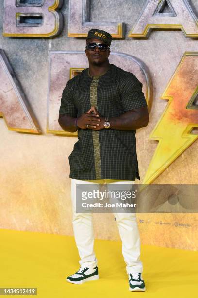 Adebayo Akinfenwa attends the UK Premiere of "Black Adam" at Cineworld Leicester Square on October 18, 2022 in London, England.
