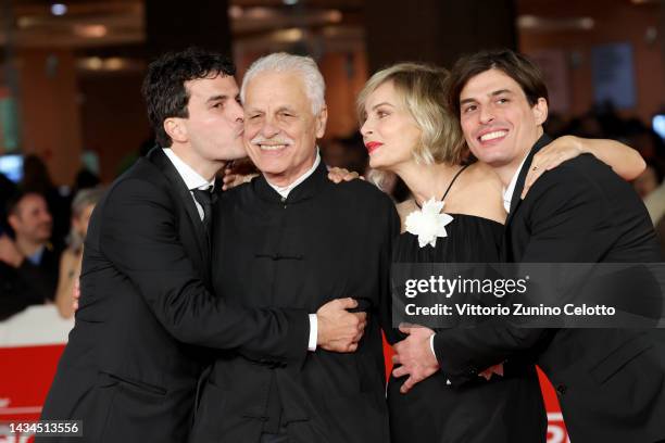 Brenno Placido, Director Michele Placido, Violante Placido and Michelangelo Placido attend the red carpet for "L'Ombra Di Caravaggio" during the 17th...