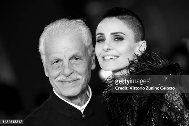 Director Michele Placido and Federica Vincenti attend the red carpet for "L'Ombra Di Caravaggio" during the 17th Rome Film Festival at Auditorium...