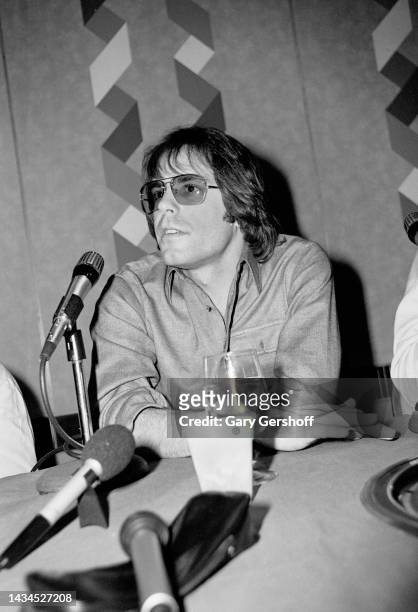 View of American Rock musician Bob Weir, of the group Grateful Dead, during a press conference at the NY Hilton Hotel, New York, New York, January 9,...
