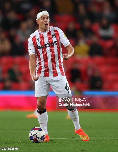 Phil Jagielka of Stoke City during the Sky Bet Championship between Stoke City and Rotherham United at Bet365 Stadium on October 18, 2022 in Stoke on...