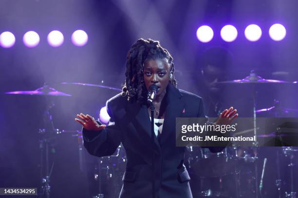 Little Simz performs after winning the Mercury Prize: Albums of the Year 2022 at Eventim Apollo on October 18, 2022 in London, England.