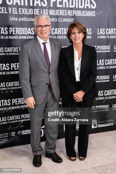 Baltasar Garzon and Dolores Delgado attend the "Las Cartas Perdidas" premiere at Cines Paz on October 18, 2022 in Madrid, Spain.