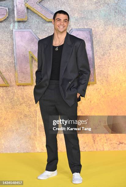 Noah Centineo attends the UK Premiere of "Black Adam" at Cineworld Leicester Square on October 18, 2022 in London, England.