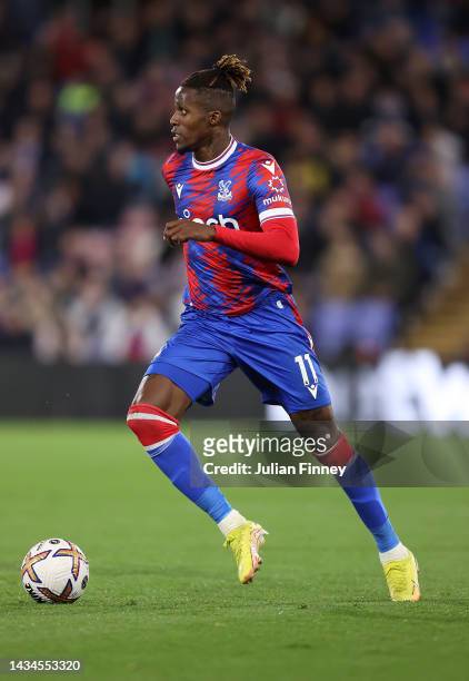Wilfried Zaha of Palace in action during the Premier League match between Crystal Palace and Wolverhampton Wanderers at Selhurst Park on October 18,...