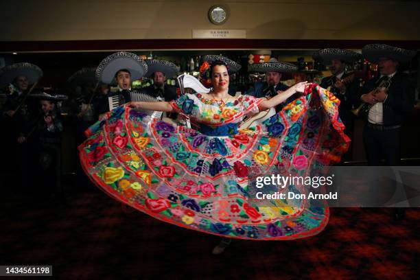 Victor Valdes and his Mexican Mariarchi Band perform during the Sydney Festival 2023 program launch on October 19, 2022 in Sydney, Australia. The...