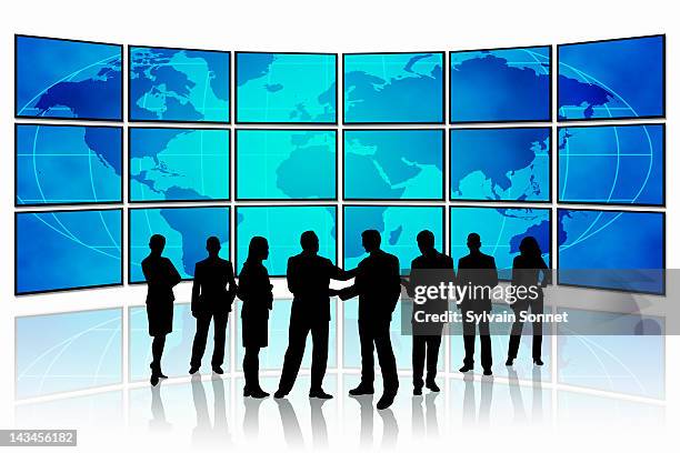 business teamwork - video wall stock illustrations
