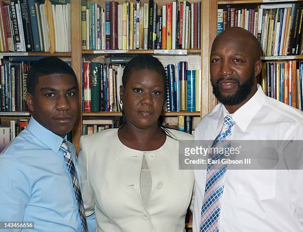 Jahvaris Fulton, Sybrina Fulton and Tracy Martin pose for a photo at the NAACP Trayvon Martin Rally in support of their son Jahvaris Fulton, Sybrina...