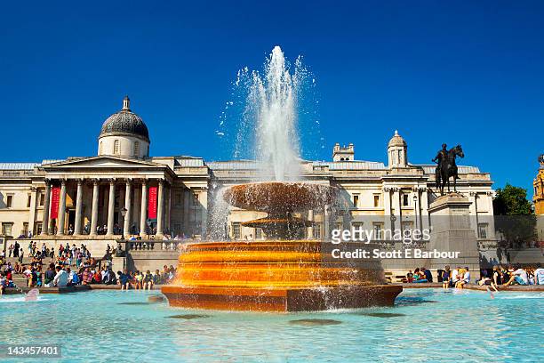 trafalgar square and the national gallery - museum of london stock pictures, royalty-free photos & images