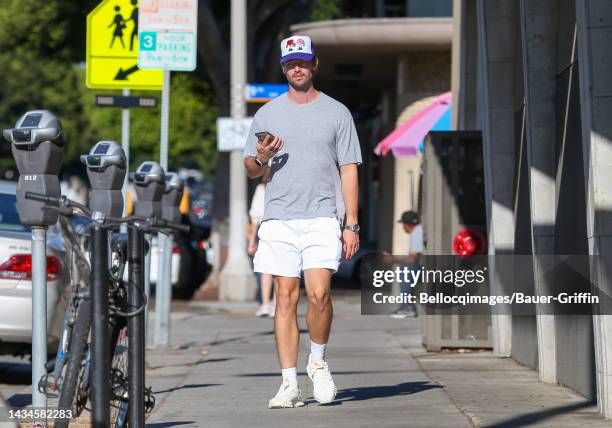 Patrick Schwarzenegger is seen on October 18, 2022 in Los Angeles, California.