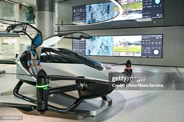 XPeng Voyager X2 Flying Car is on display on October 17, 2022 in Guangzhou, Guangdong Province of China.