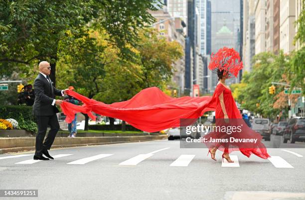 Christopher Jackson and Nicole Ari Parker are seen on the set of "And Just Like That..." Season 2 the follow up series to "Sex and the City" on the...